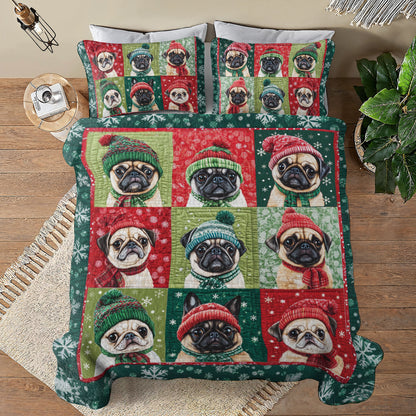 Shineful All Season Quilt 3-Piece Set Festive Frenchie