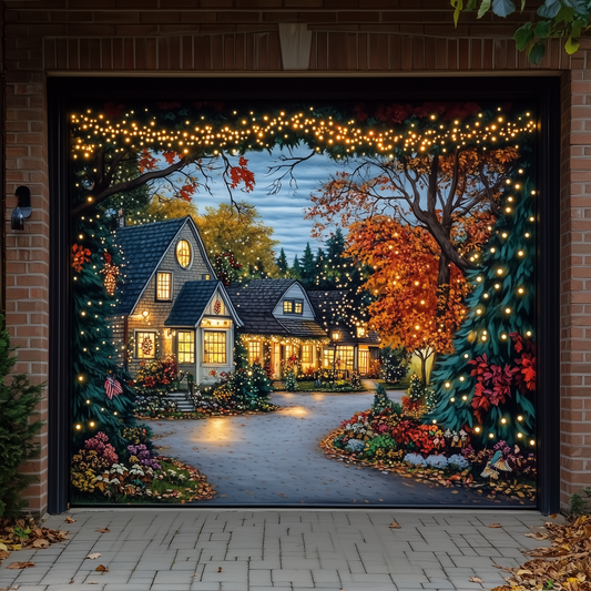 Shineful Garage Door Banner Decoration Cozy Winter Evening