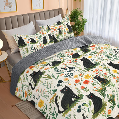 Shineful All Season Quilt 3-Piece Set Spring Cat