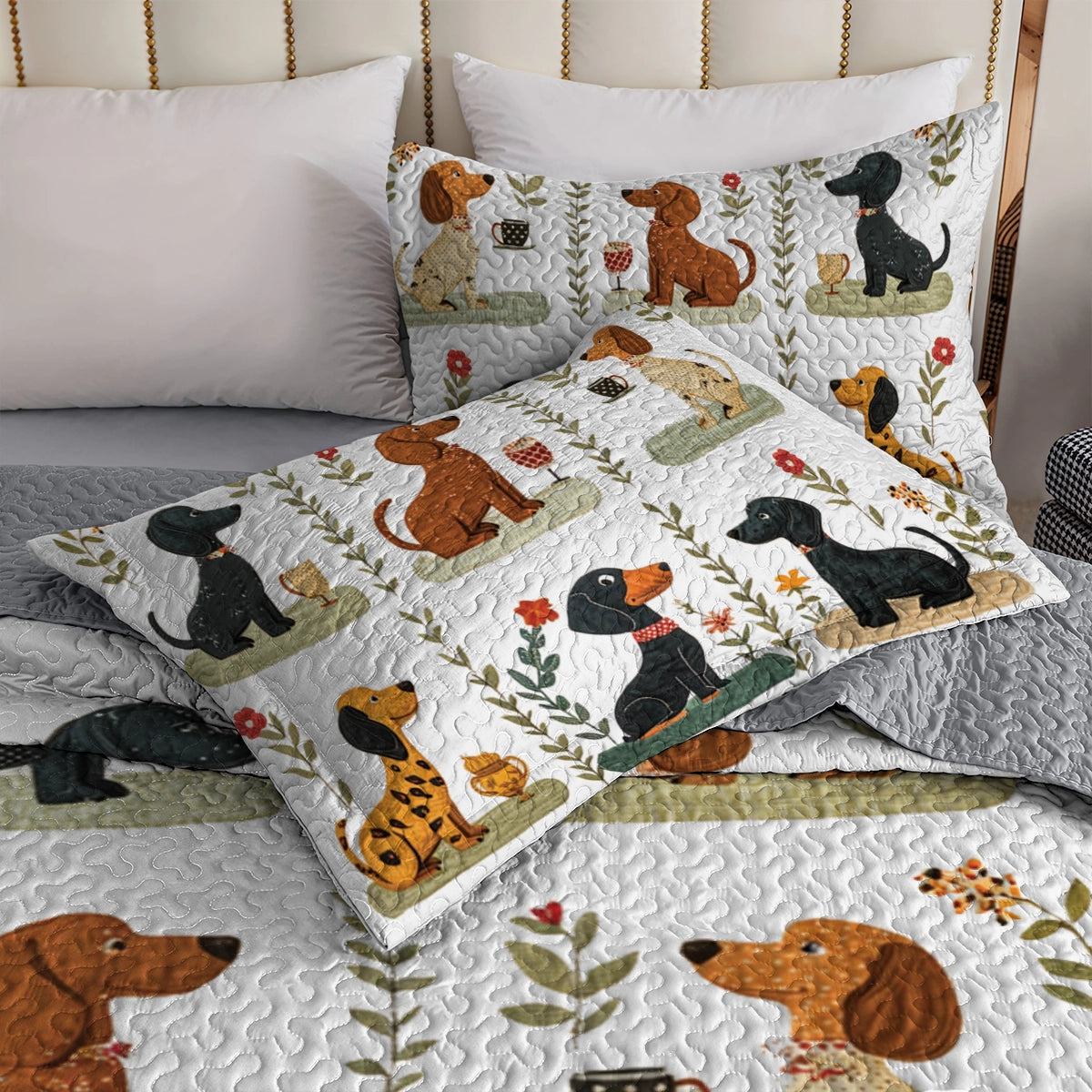 Shineful All Season Quilt 3-Piece Set Wagging Tails