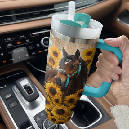 Shineful Tumbler Horse & Sunflower Bloom