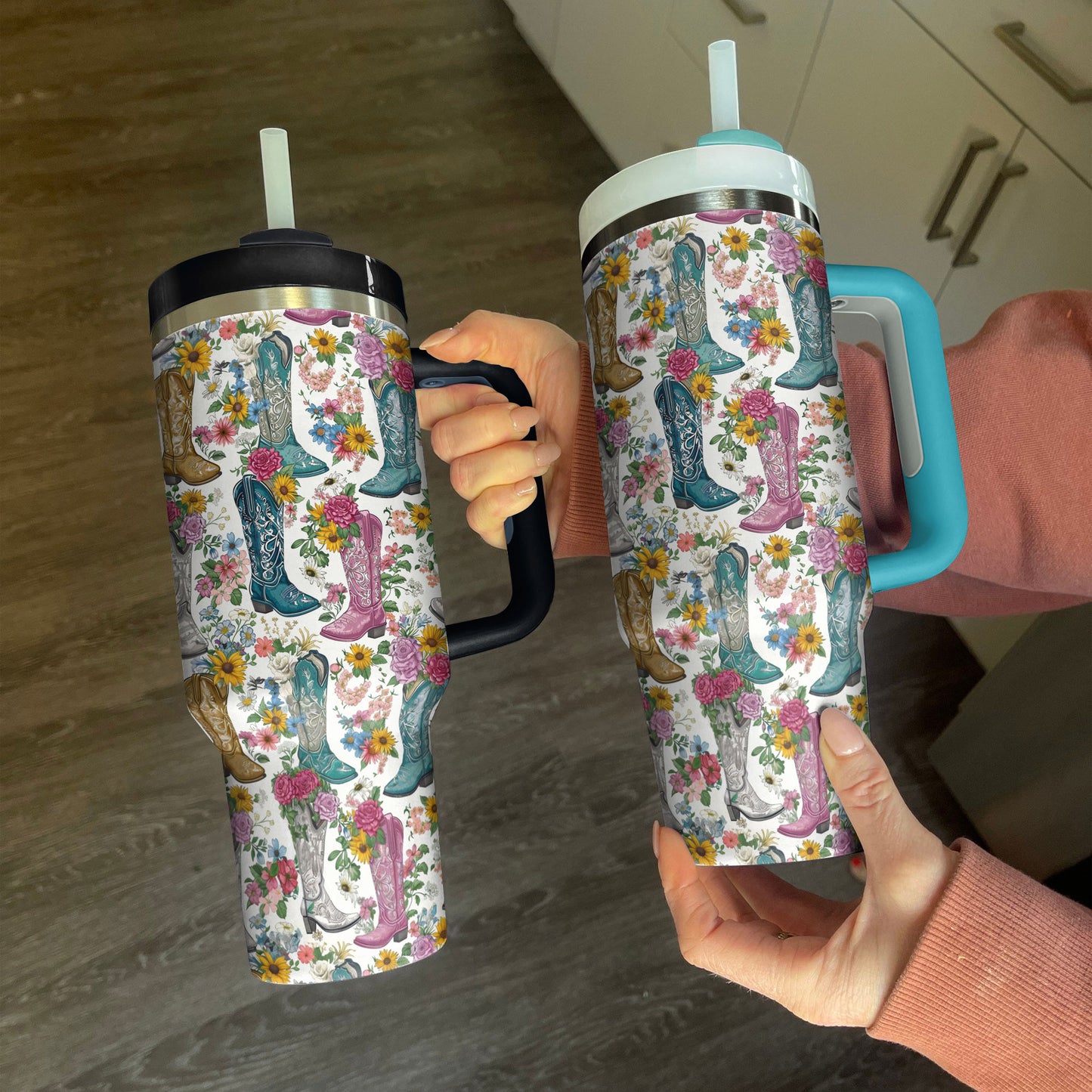 Shineful Tumbler Floral Boots