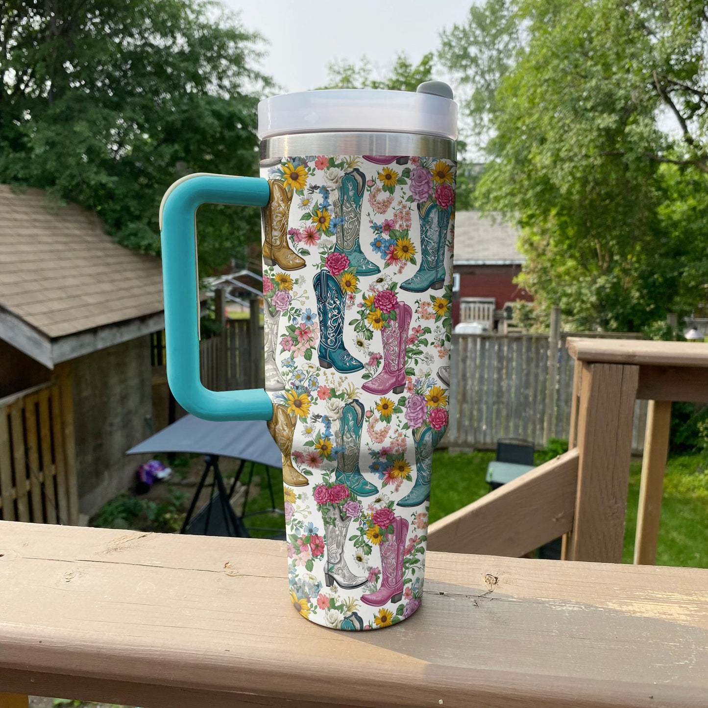 Shineful Tumbler Floral Boots