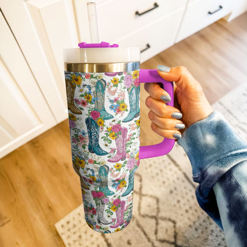 Shineful Tumbler Floral Boots