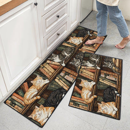 Shineful Ultra-Thin Non Skid Floor Mat, Kitchen Rugs Nook Cats Reading