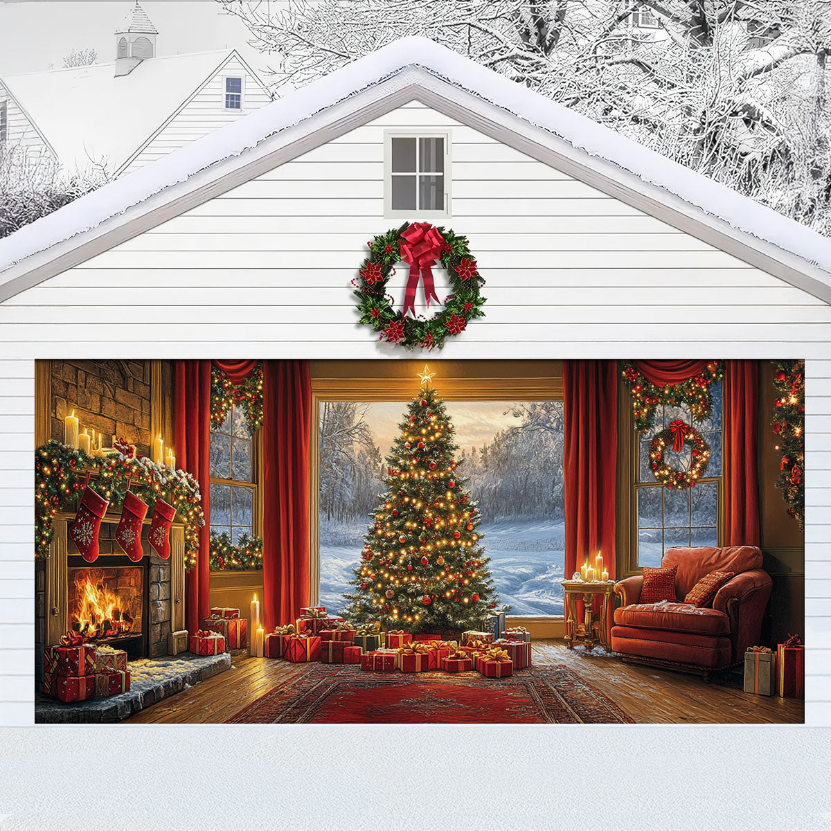 Shineful Garage Door Banner Decoration Cozy Happy Holiday