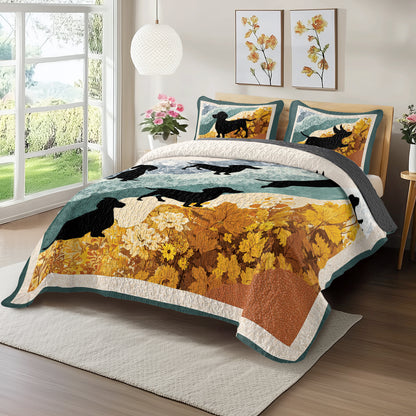 Shineful All Season Quilt 3-Piece Set Quilt Set Dachshund Autumn Walk