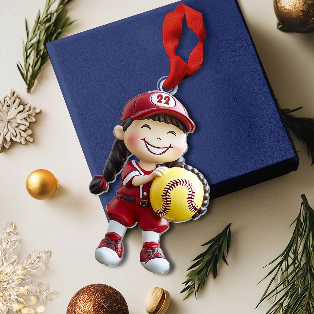 Shineful 2D Acrylic Ornament - Personalized Softball Sweetheart