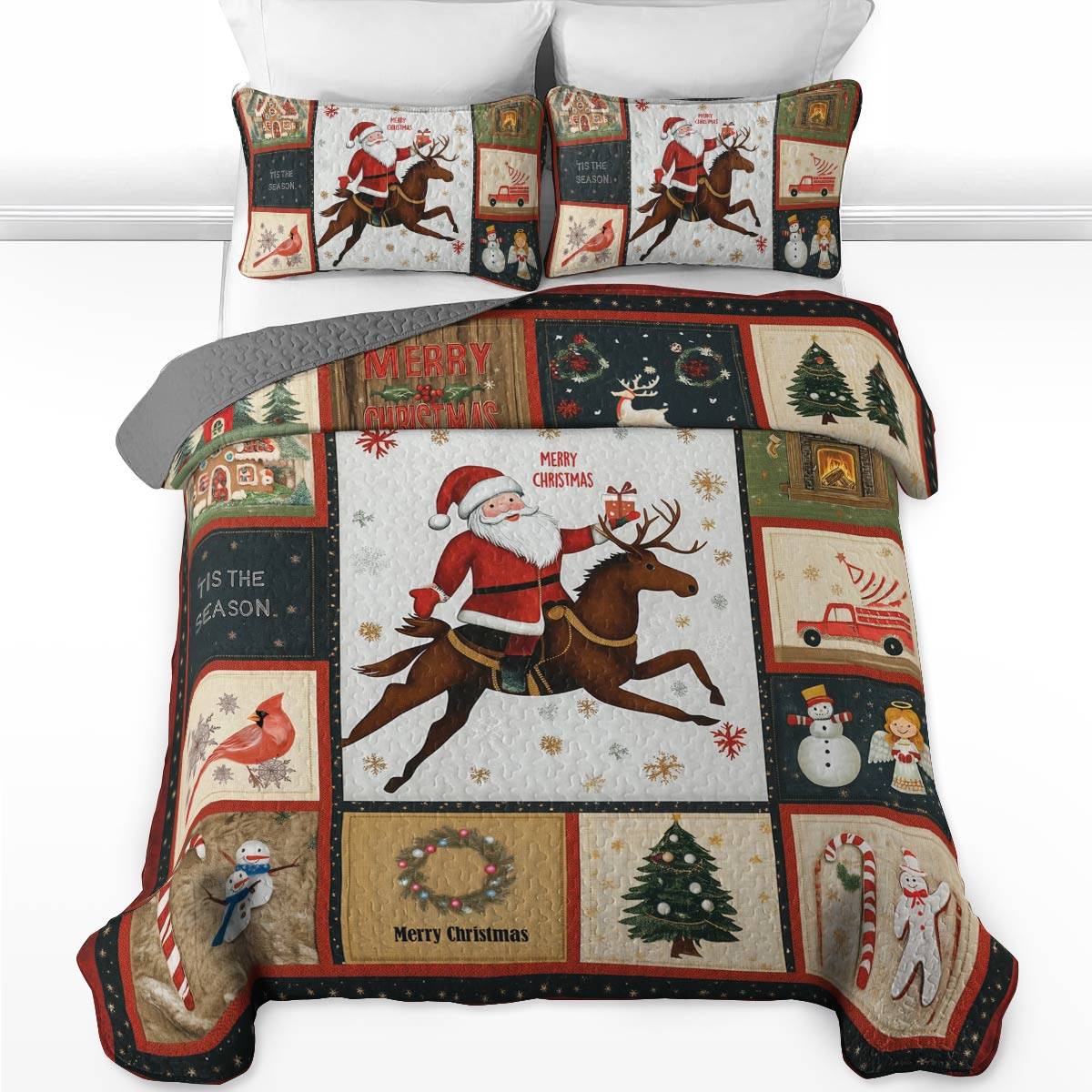 Shineful All Season Quilt 3-Piece Set - Christmas Holiday Cheer
