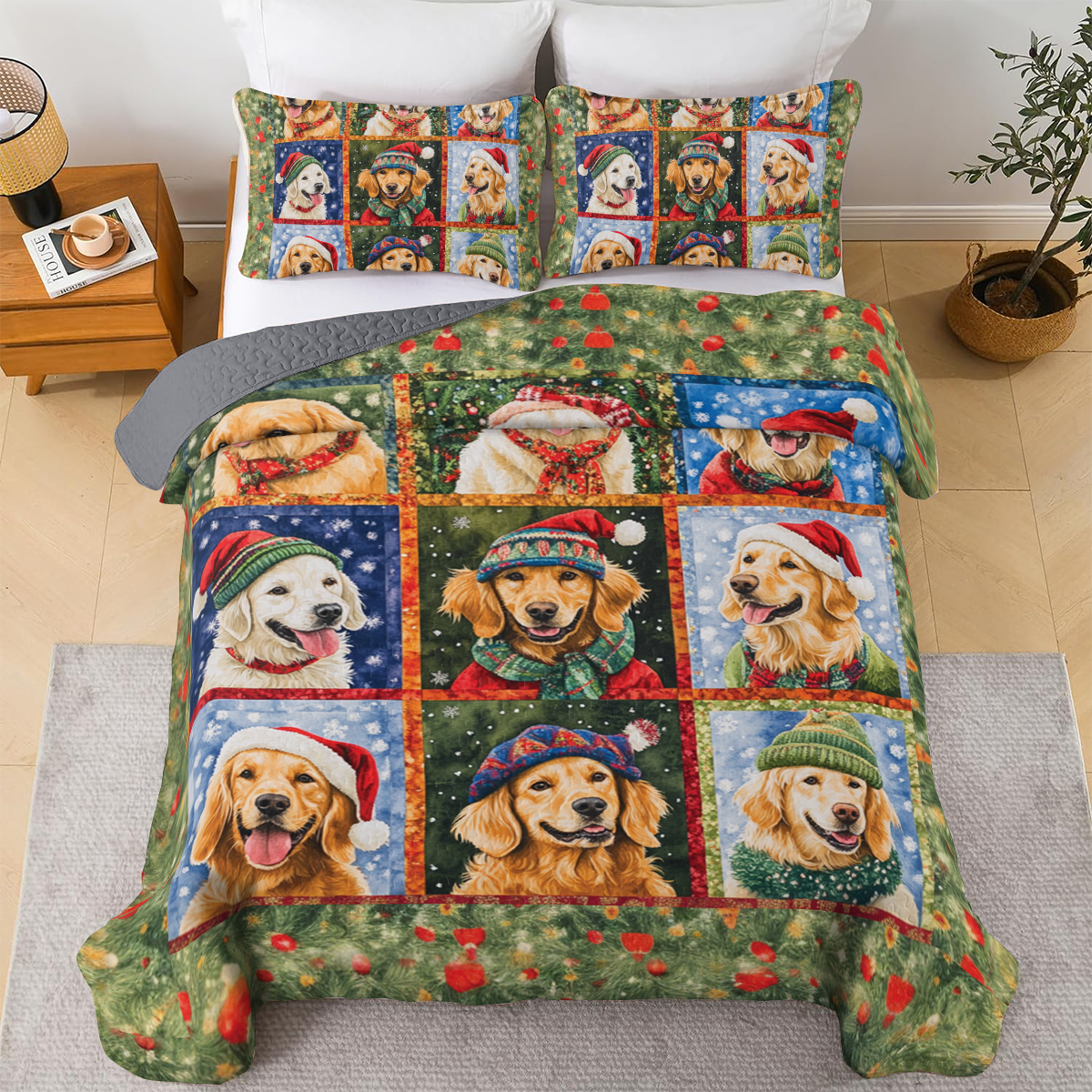 Shineful All Season Quilt 3-Piece Set - Snowy Golden Moments
