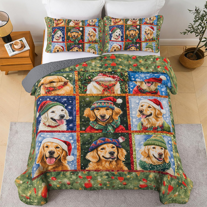 Shineful All Season Quilt 3-Piece Set - Snowy Golden Moments