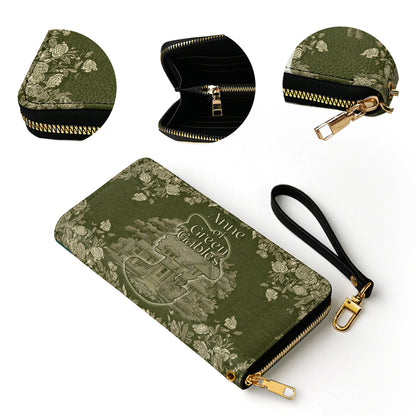 Shineful Leather Clutch Purse With Wristlet Strap Handle Green Gables Dreamer