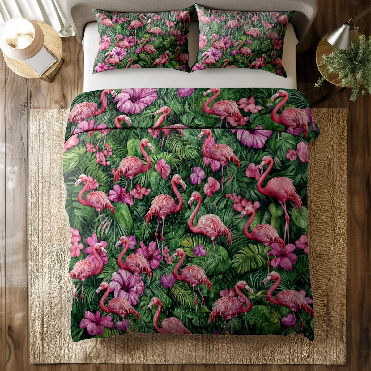 Shineful All Season Quilt 3-Piece Set - Flamingo Oasis