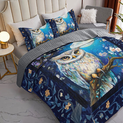 Shineful All Season Quilt 3-Piece Set Celestial Owl Dreams