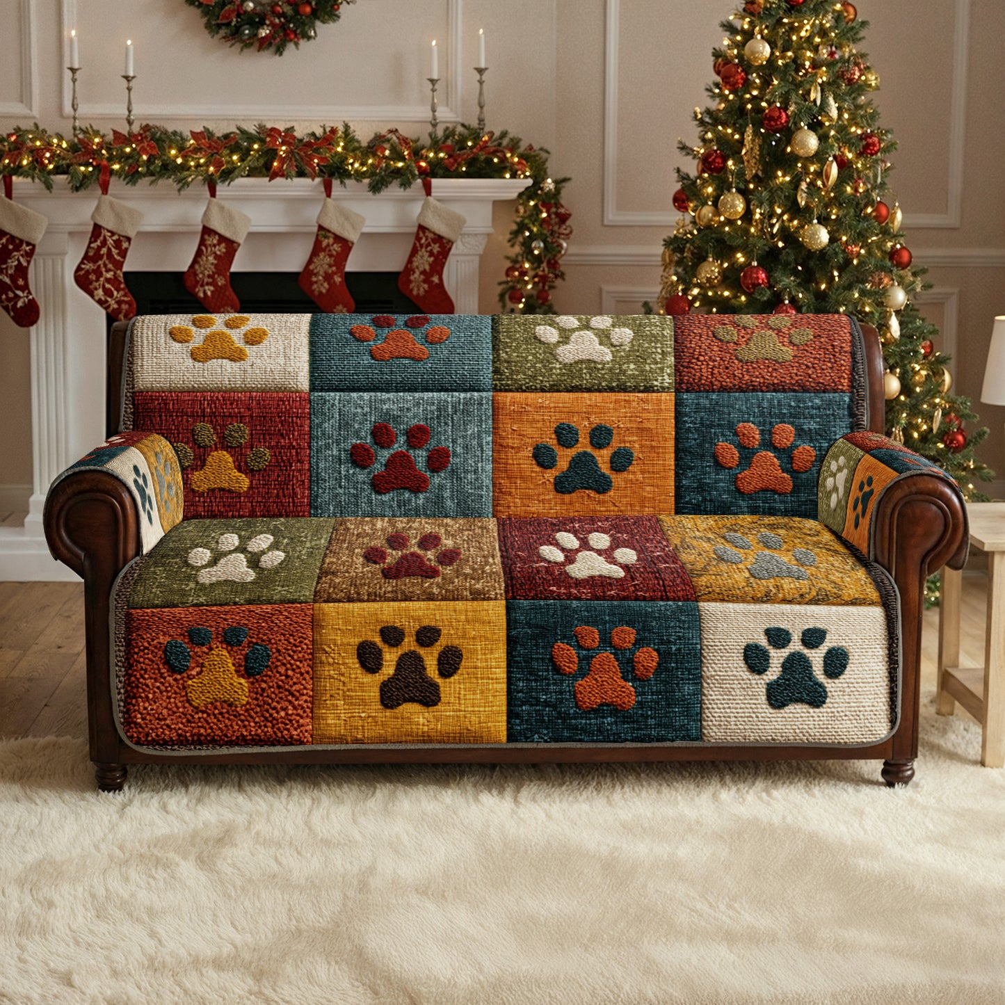 Shineful Sofa Cover Set Paw Love Quilt