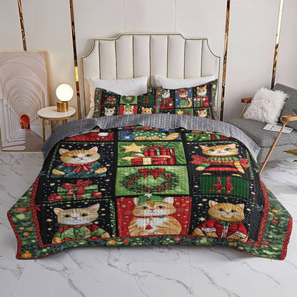Shineful All Season Quilt 3-Piece Set Festive Cats