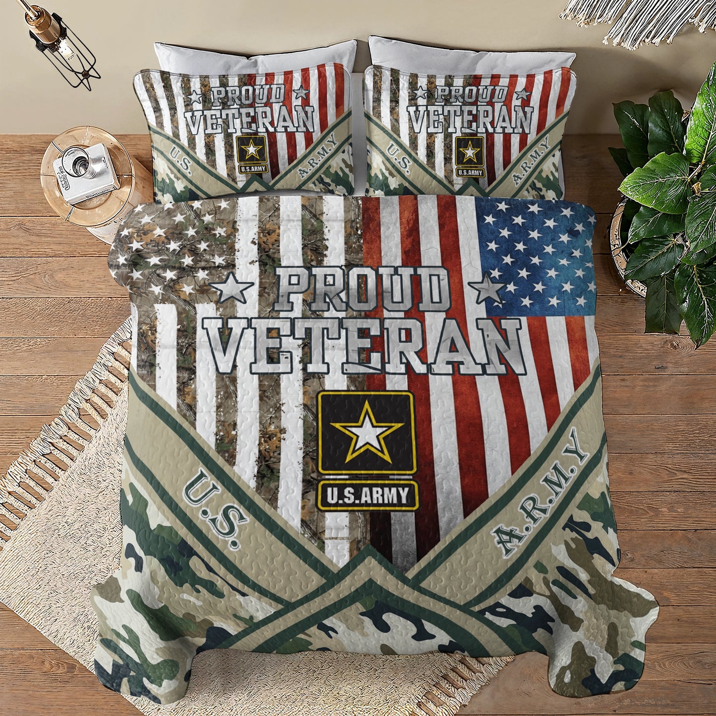 Shineful All Season Quilt 3-Piece Set American Veteran Pride