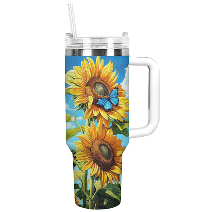 Shineful Tumbler Blue Butterfly Sunflower