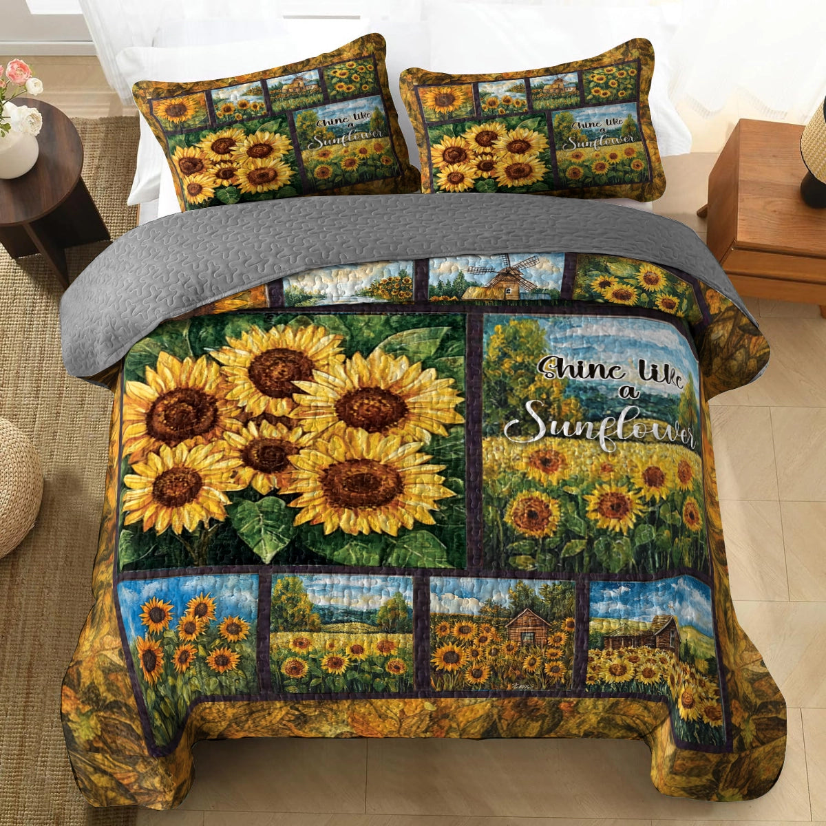 Shineful All Season Quilt 3-Piece Set - Shine Like a Sunflower