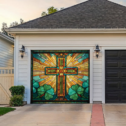 Shineful Garage Door Banner Decoration Shamrock Cross Blessing