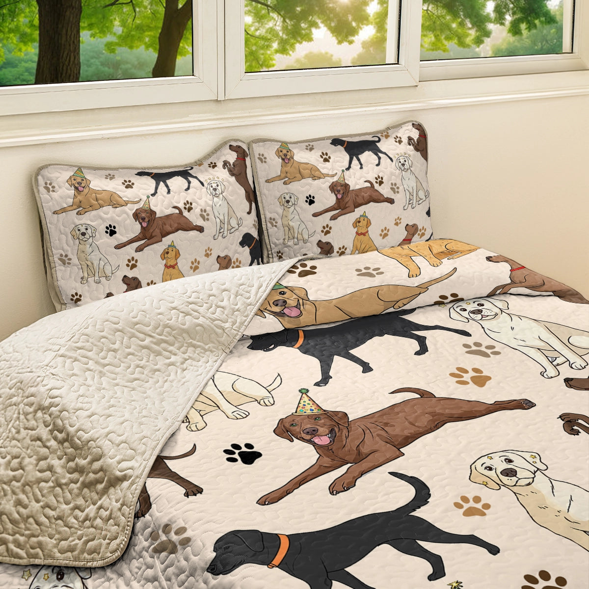 Shineful All Season Quilt 3-Piece Set - Labrador Fun Time