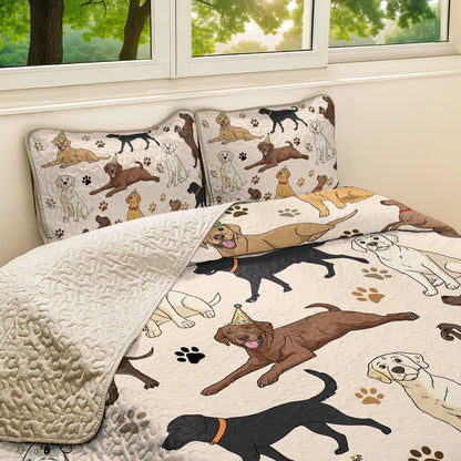 Shineful All Season Quilt 3-Piece Set - Labrador Fun Time