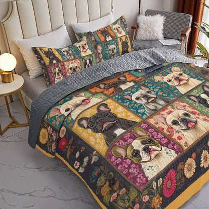 Shineful All Season Quilt 3-Piece Set Charming Bulldogs