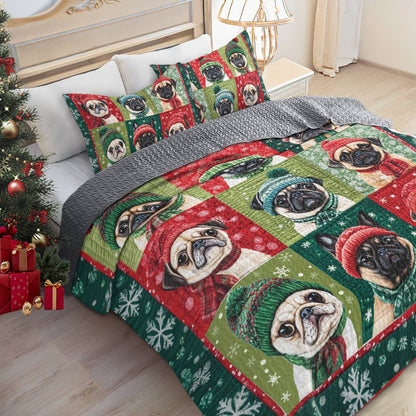Shineful All Season Quilt 3-Piece Set Festive Frenchie