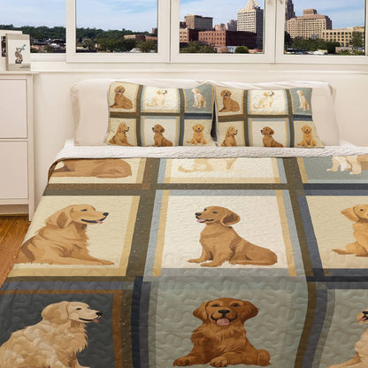 Shineful All Season Quilt 3-Piece Set - Golden Retriever Loyal Companions