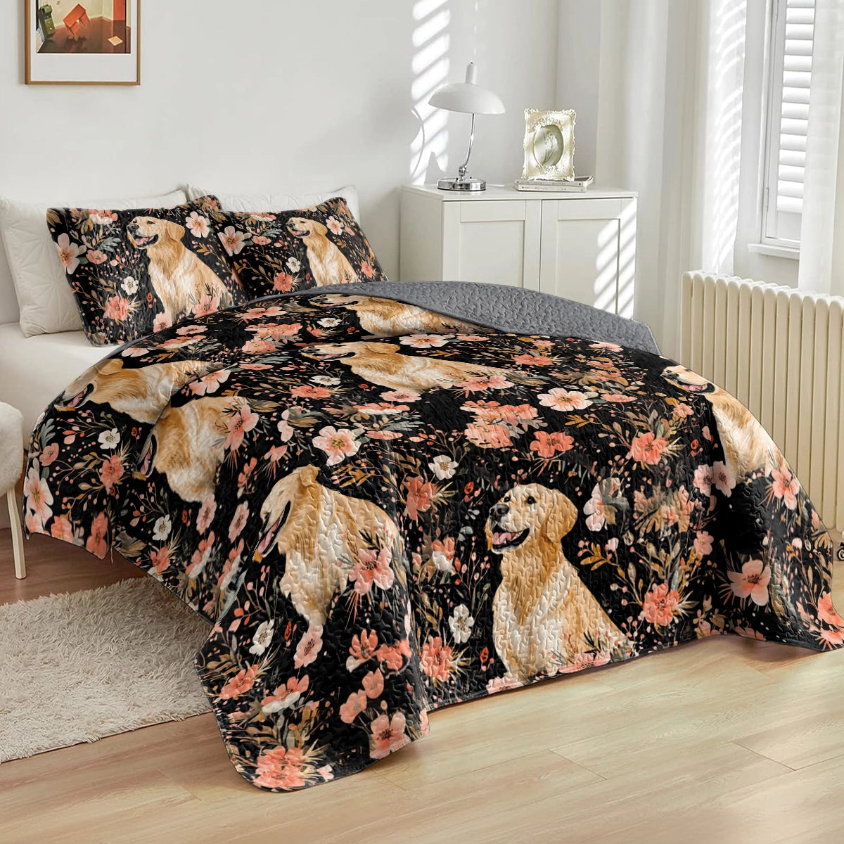 Shineful All Season Quilt 3-Piece Set Labrador In Bloom