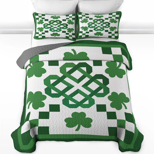 Shineful All Season Quilt 3-Piece Set - Shamrock Celtic Knot