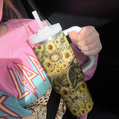 Shineful Tumbler Personalized Scarecrow Sunflower