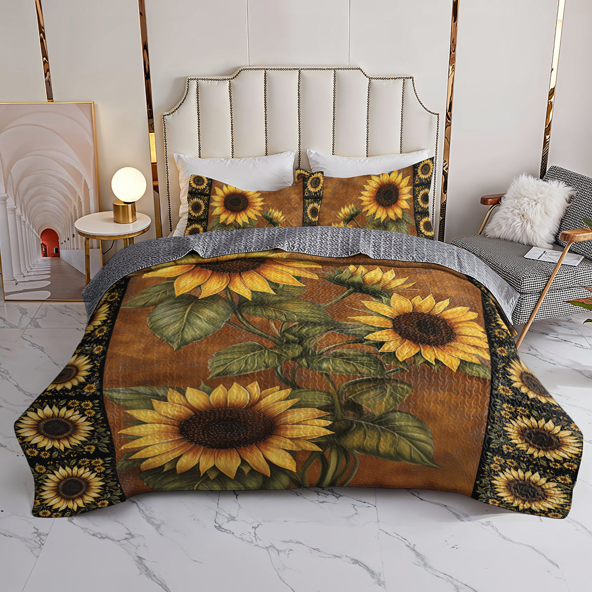 Shineful All Season Quilt 3-Piece Set Sunflower Garden v2