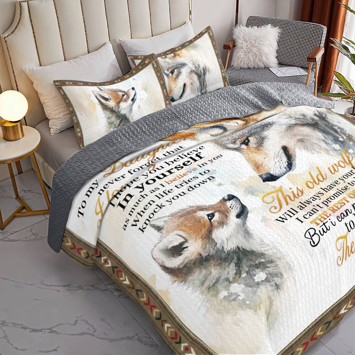 Shineful All Season Quilt 3-Piece Set Wolf Love