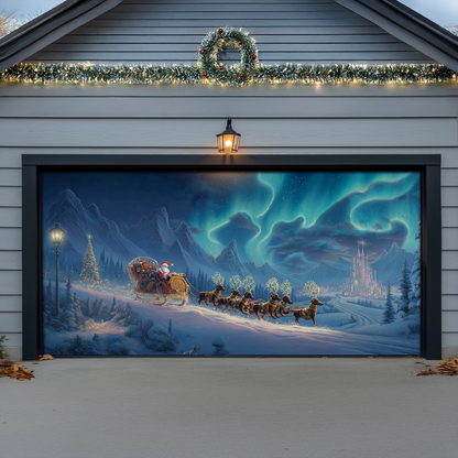 Shineful Garage Door Banner Decoration Santa’s Dachshund Sleigh Ride