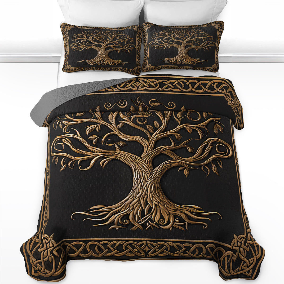 Shineful Quilt 3-Piece Set Celtic Tree