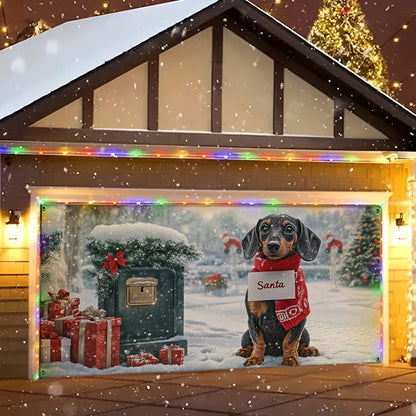 Shineful Garage Door Banner Decoration Dachshund Christmas Postmaster