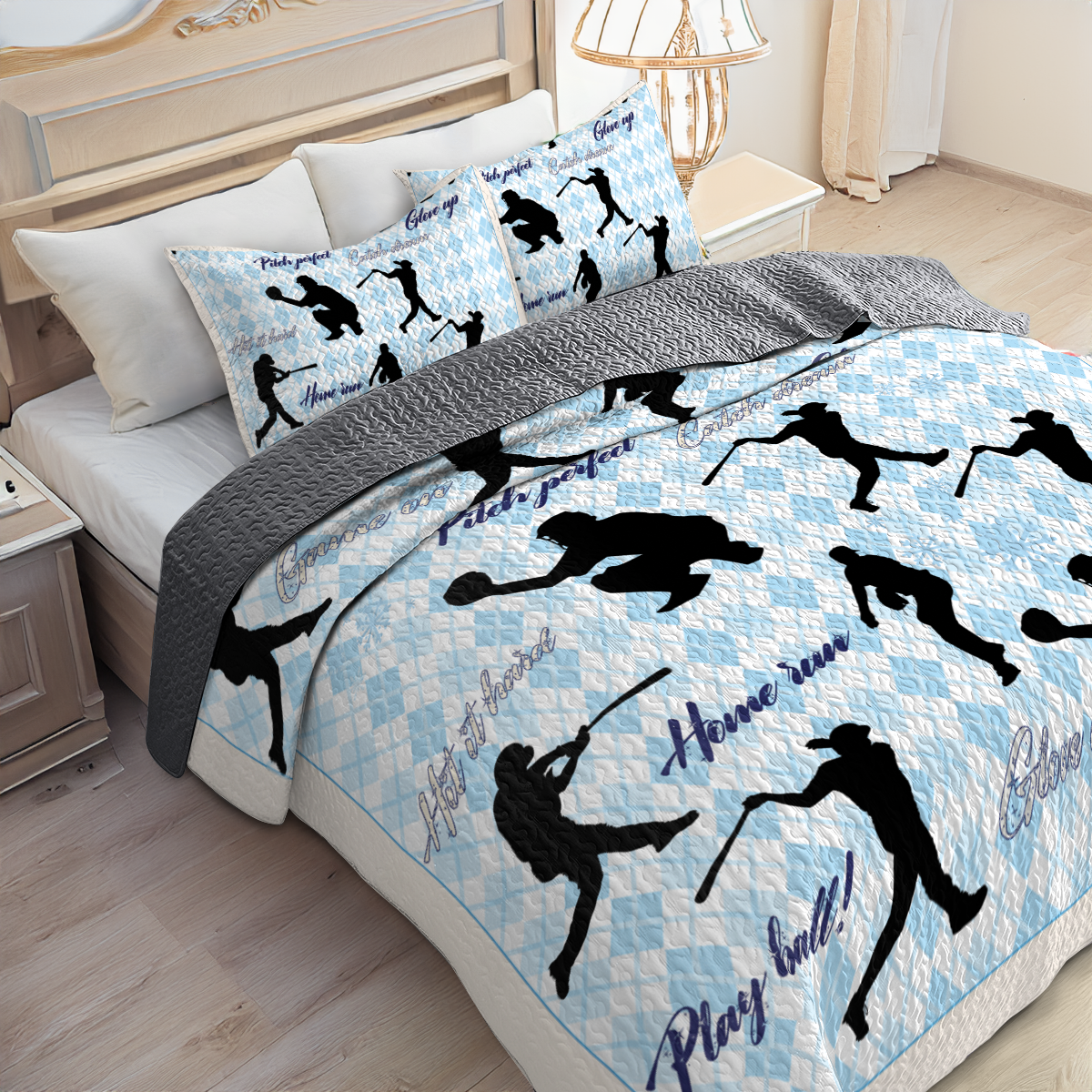 Shineful All Season Quilt 3-Piece Set - Baseball Dream Zone