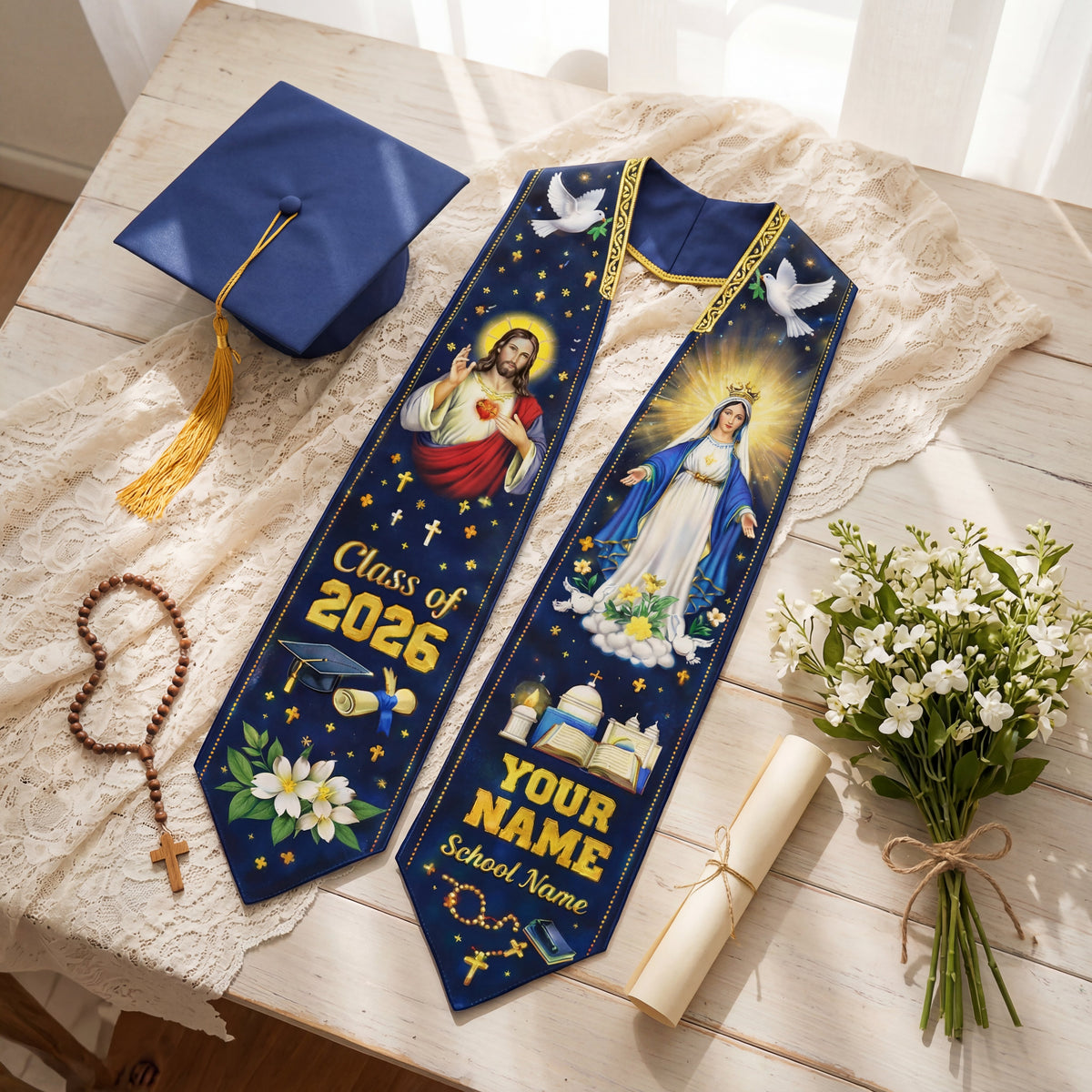 Shineful Graduation Sash Personalized Holy Achievement