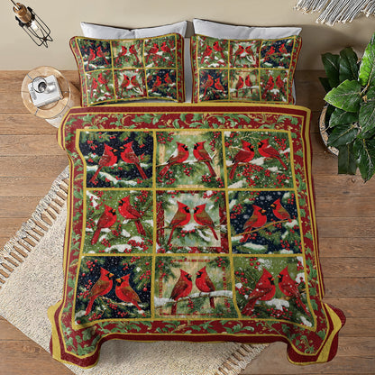 Shineful All Season Quilt 3-Piece Set - Festive Cardinal