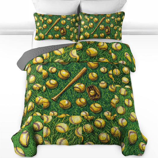 Shineful All Season Quilt 3-Piece Set Softball Fanatic