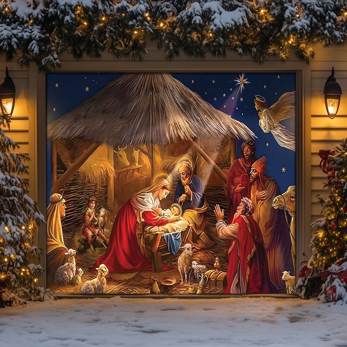 Shineful Garage Door Banner Decoration Heavenly Christmas