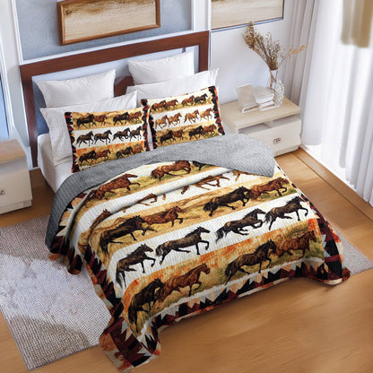 Shineful All Season Quilt 3-Piece Set Wild Horses