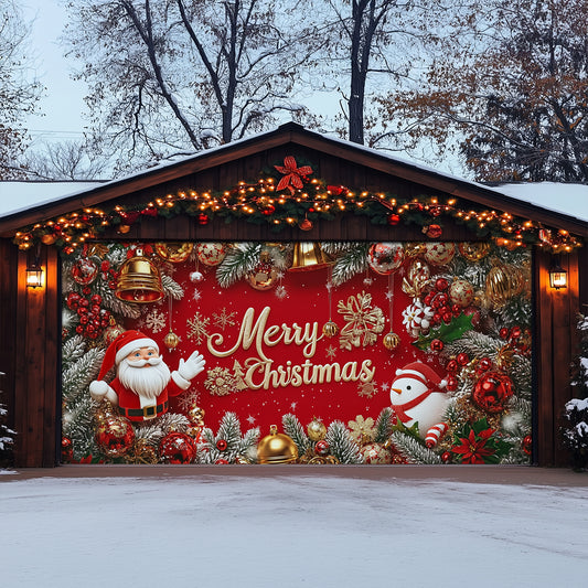 Shineful Garage Door Banner Decoration Festive Santa's Greeting
