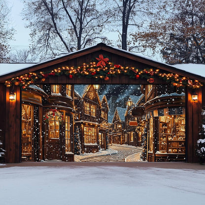 Shineful Garage Door Banner Decoration Winter Village