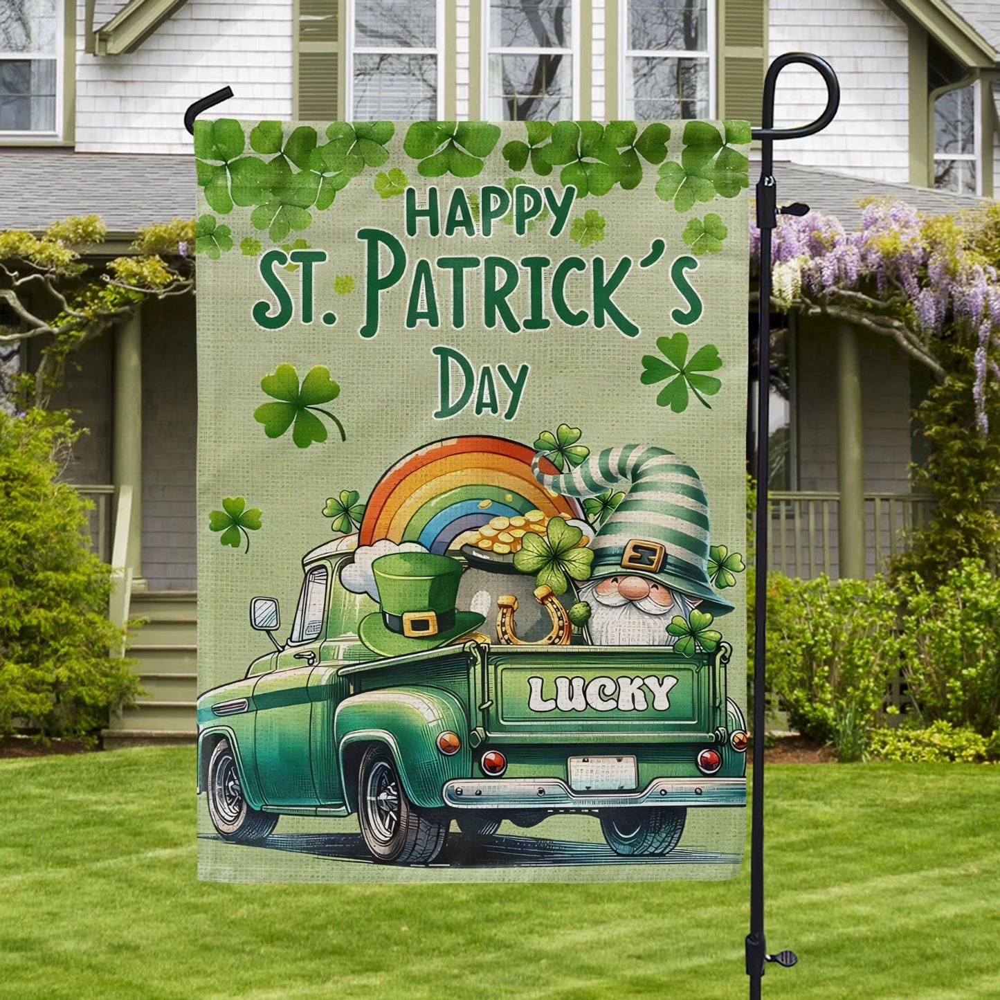 Shineful Gargen Flag 12" x 18" - Shamrock Truck of Luck