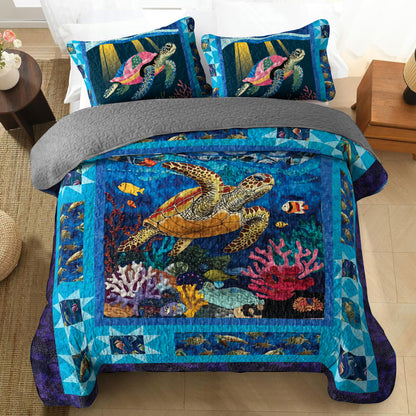 Shineful All Season Quilt 3-Piece Sea Turtle Gorgeous Ocean