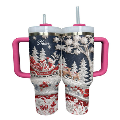 Shineful Glossy Personalized Tumbler Delightful Santa