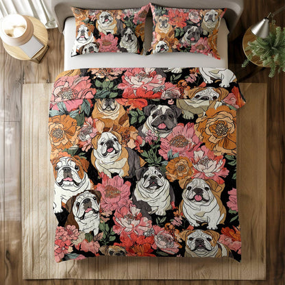 Shineful All Season Quilt 3-Piece Set Blooming Bulldogs