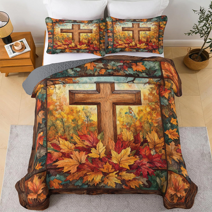 Shineful All Season Quilt 3-Piece Set - Autumn Glory Cross